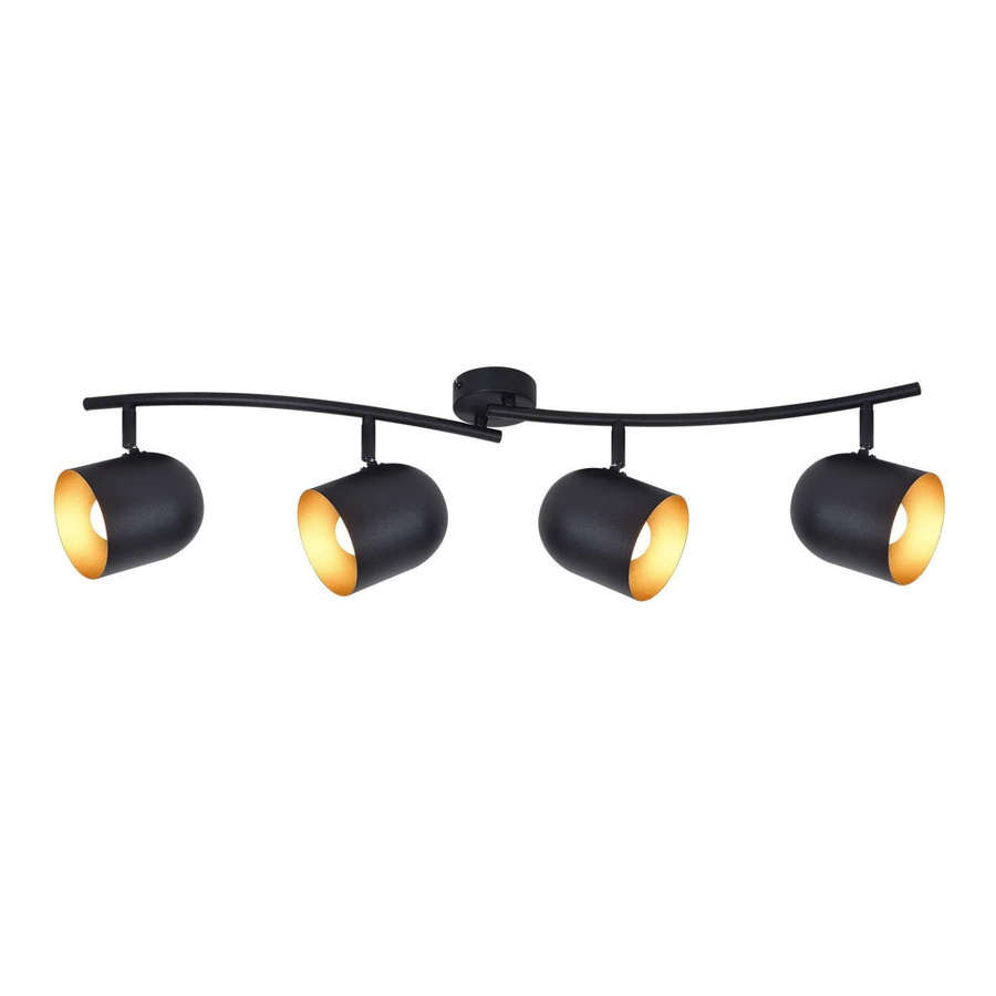 NETTLIFE Deckenstrahler aus Metall in Schwarz und Gold/Messing mit verstellbarem LED-Akzent im Retro-Design für E14 Leuchtmittel - Bild 2