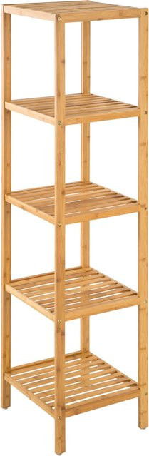 tectake Badregal aus Bambus mit 5 Ebenen in Braun, B/T/H: 33 x 33 x 141 cm - Bild 1