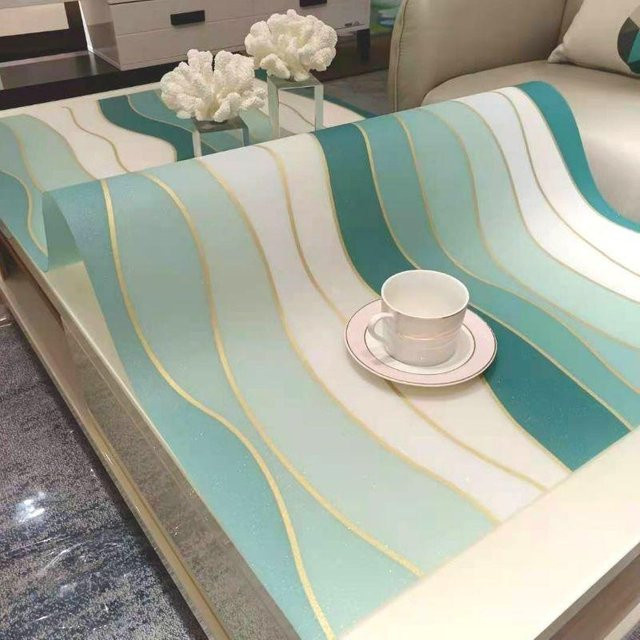 Transparente Couchtischmatte aus PVC von WTEMPO, wasserdichte und ölbeständige Tischdecke als Kristallplatte, B/B: 60 x 120 cm - Bild 1