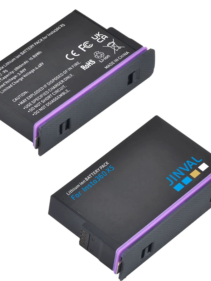 JINVAL Akku-Set für Insta360 X5 mit 2800 mAh Li-Ion Batterie Pack und PD20W Schnellladegehäuse in Schwarz - Bild 4