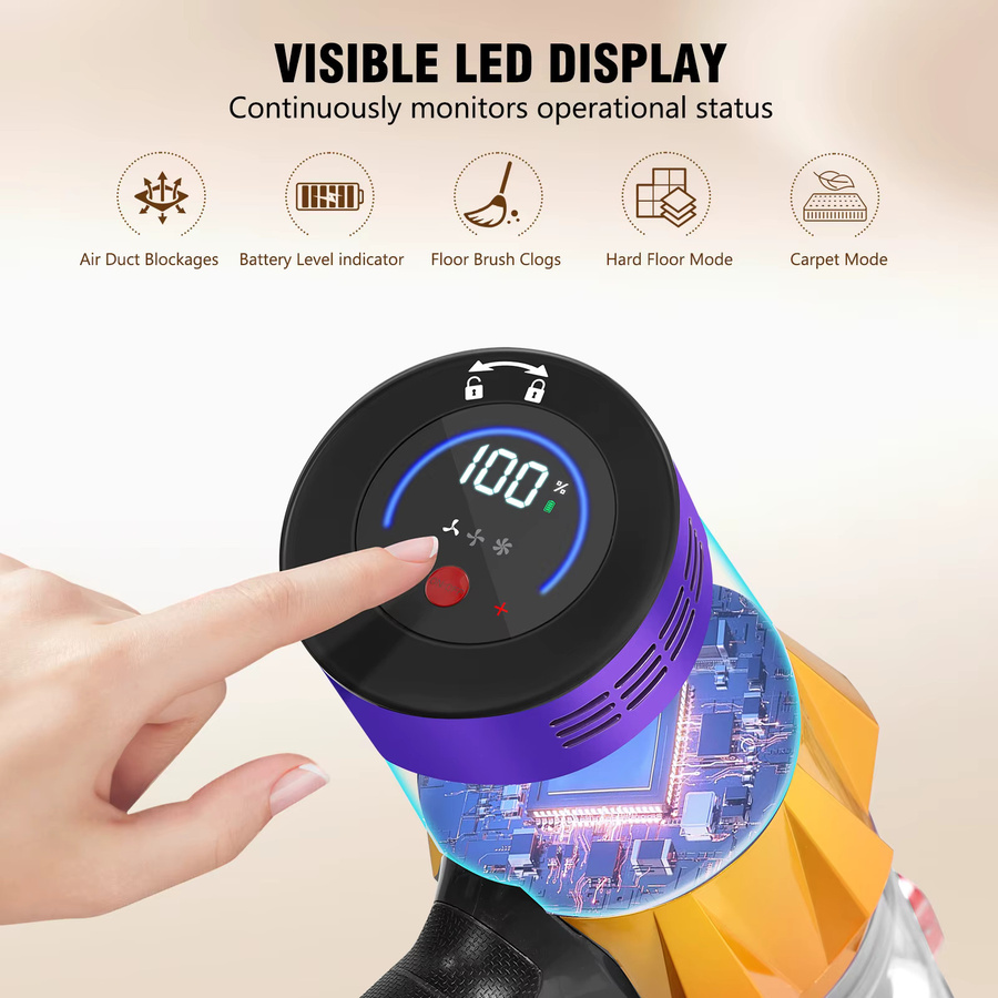 Blossom V18 Akku-Staubsauger bagless, 550 W, 45 kPa, Touchscreen, lila/mehrfarbig - Bild 2