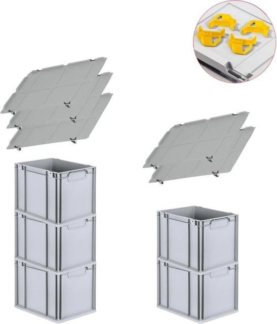 PROREGAL Spar Set mit 5 Eurobox Nextgen Economy in Gelb inklusive Auflagedeckeln und 4 Schiebeschnappverschlüssen, H x B x T: 32 x 30 x 40 cm - Bild 1