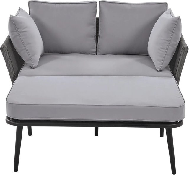 okwish Gartensofa modern in Grau mit Metallrahmen und abnehmbaren Polstern B/T/H: 130 x 67 x 120 cm - Bild 1