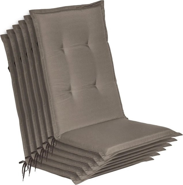 Beautissu 6er Set Gartenstuhlauflage Loft HL in Taupe, B/T/H: 120 x 50 x 6 cm - Bild 1