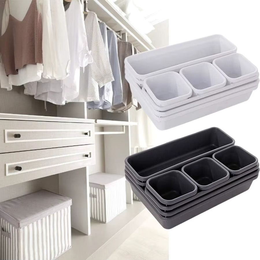 8-in-1 Schubladenteiler Organizer Set aus Kunststoff für Büro, Küche und Make-up in Grau und Weiß - Bild 4