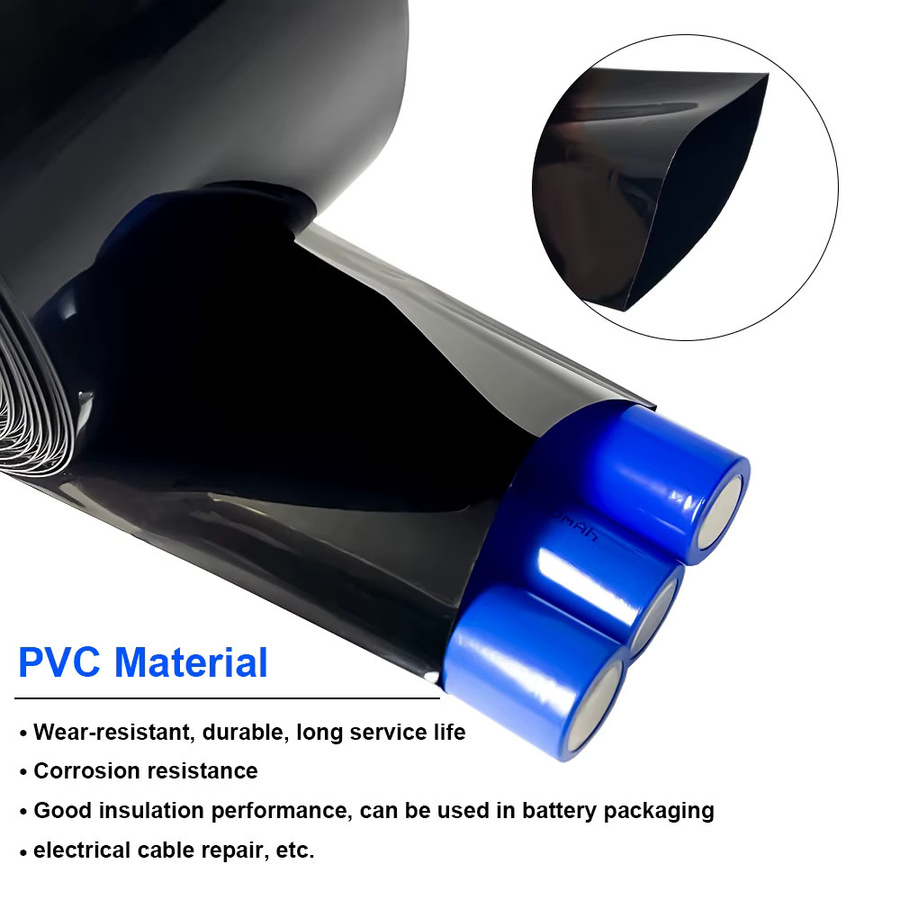 Schwarzer PVC-Schrumpfschlauch für 18650 Lipo-Akkus, 1 Meter Länge, isolierte Schutzhülle für Lithium-Gehäuse, Durchmesser 70 mm bis 500 mm - Bild 2