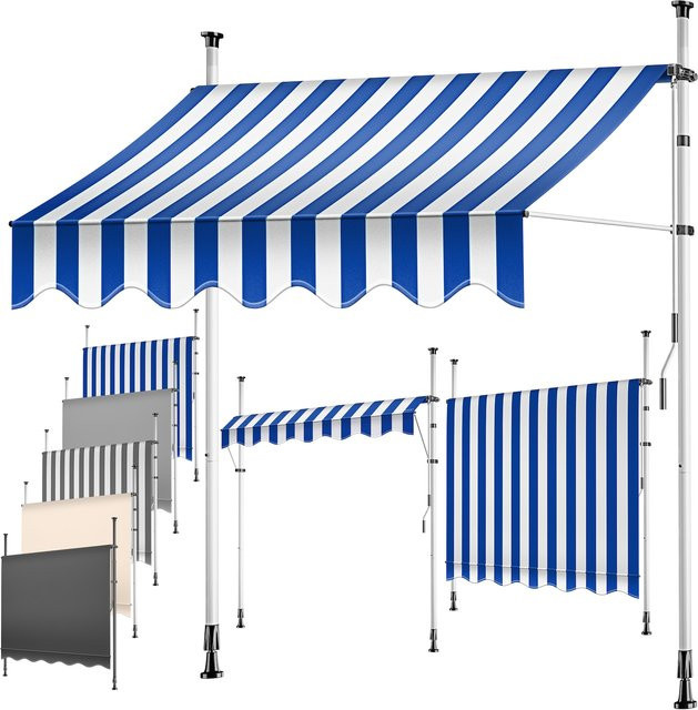KESSER Klemmmarkise mit Handkurbel für den Balkon, UV-beständiger und wasserabweisender Sonnenschutz ohne Bohren - Bild 1