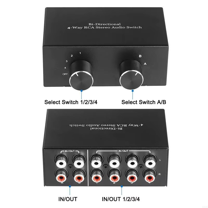 OOTDTY 4-Port RCA Stereo Switcher AC004A Zwei-Wege Lautsprecher Switcher in Schwarz - Bild 4