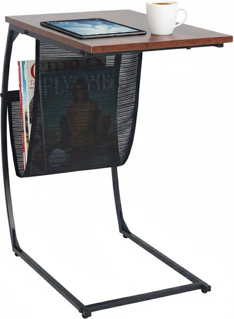 Relaxdays Beistelltisch in C-Form im Industrial-Design aus MDF und Eisen, Braun/Schwarz, B: 64 cm, T: 51 cm, H: 35 cm - Bild 1