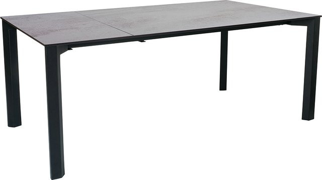 Stern Ausziehtisch Penta Aluminium in Schwarz Matt mit Tischplatte Silverstar Zement Hell und Nivelliersystem B/T/H: 100 x 160/210 x 75 cm - Bild 1