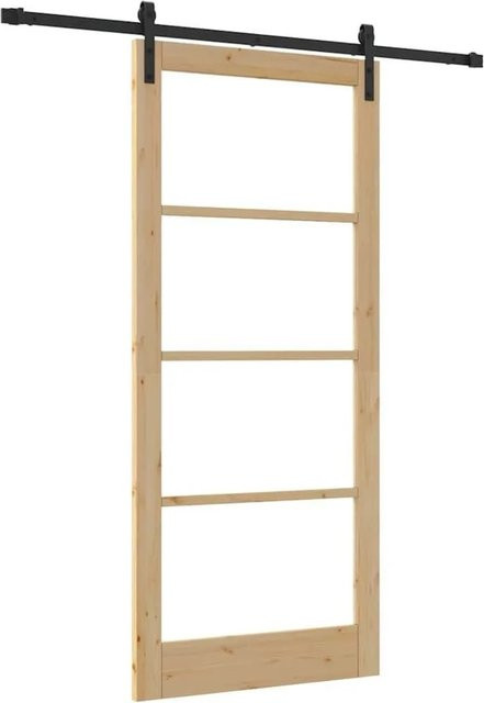 vidaXL Schiebetür ORKDAL modern in Natur und Schwarz mit Glas, B: 93 cm, H: 211 cm - Bild 1