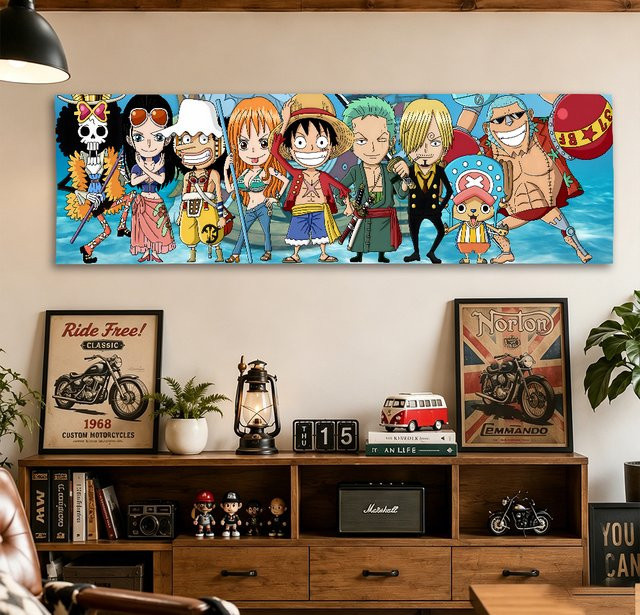 Bandai One Piece Strohhut-Crew Wandteppich mit Luffy Zoro und Sanji Illustration in Multicolour - Bild 1
