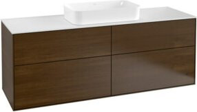 Villeroy & Boch Waschtischunterschrank Finion Wandbeleuchtung mit integrierter Beleuchtung und Schubladen in Walnuss Veneer und Weiß, B: 160 cm, T: 60,3 cm, H: 50,1 cm - Bild 1