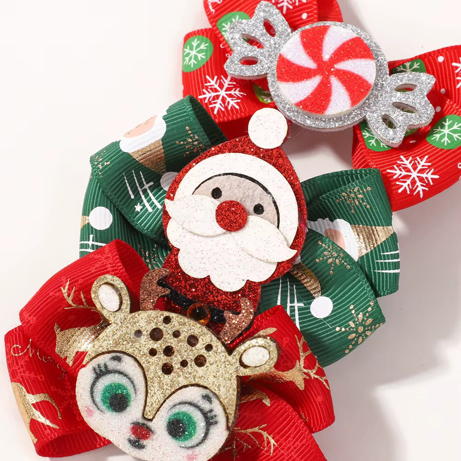 HAHAYL Haar Bogen Clips, 4 Stück, Glitter Weihnachten, Kinder - Bild 1