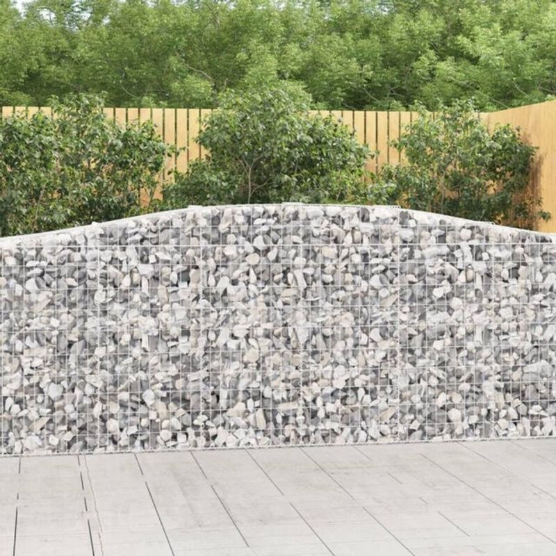Vidaxl Gabionen mit Hochbogen Set aus verzinktem Eisen in Silber, 4 Stück, B/T/H: 400 x 50 x 100/120 cm - Bild 1