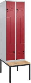 C+P Z-Spind Classic PLUS Sitzbank mit 4 Fächern und Sicherheits-Drehriegel, Sitzfläche aus Buche-Hartholz, B/T/H: 212,0 x 60,0 x 81,5 cm - Bild 1