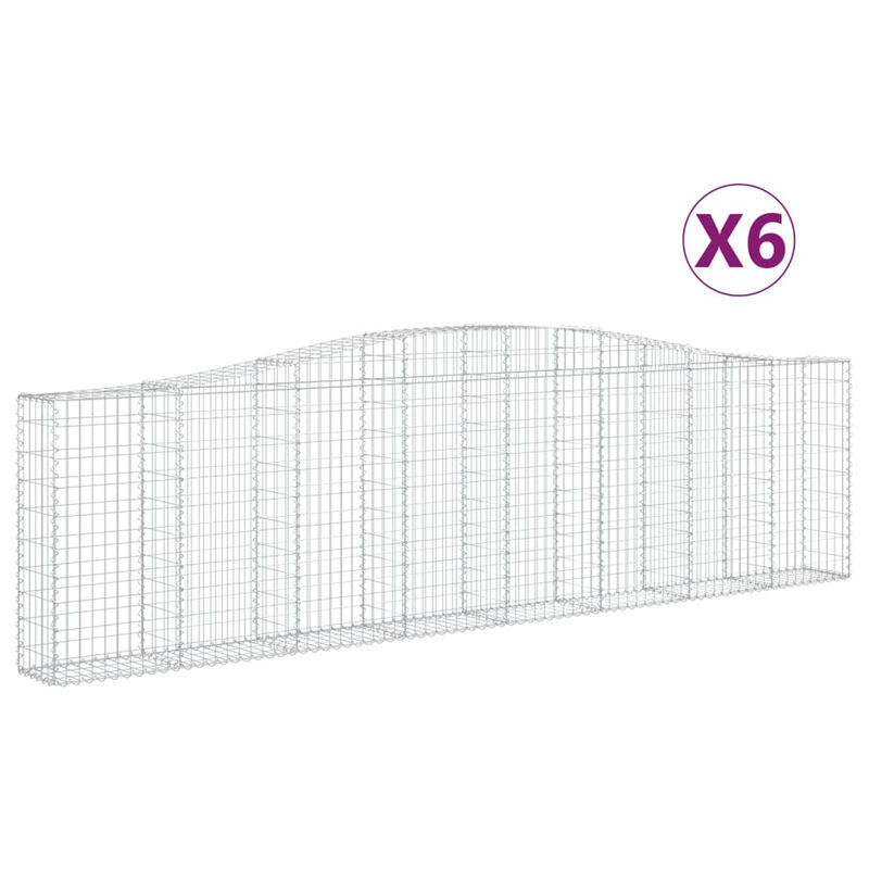 Vidaxl Gabionenkorb Set aus verzinktem Metall in Grau, 6 Stück, B: 400 cm, T: 30 cm, H: 100/120 cm - Bild 2