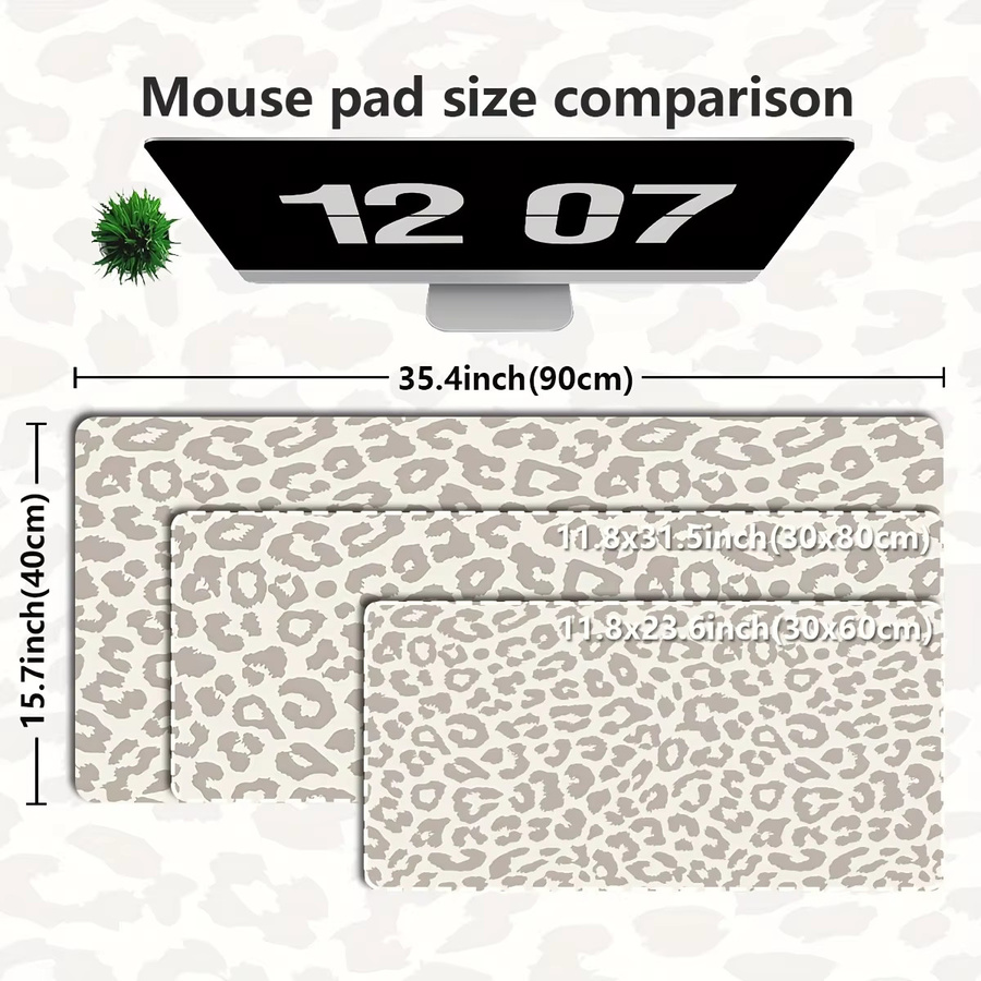 Mairuige XL/XXL Computer-Tastatur und Mauspad im Leopard-Design, Beige/Braun/Weiß - Bild 4