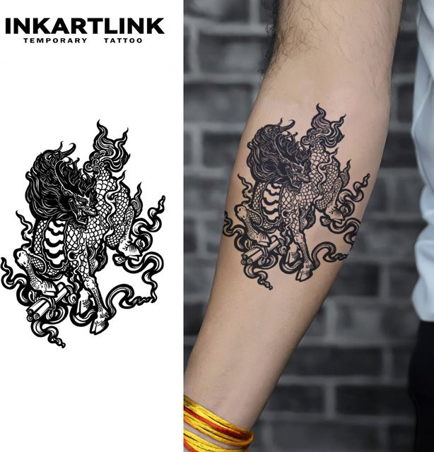 INKARTLINK Kirin Xiangyun Tattoo-Patch, temporäres Tattoo, wasserfest - Bild 1