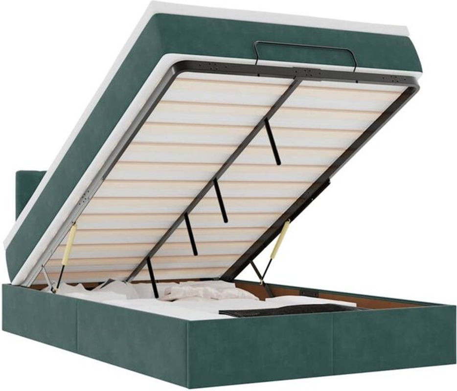 vidaxl Ottoman Polsterbett mit Matratze aus Samt in Dunkelgrün B/T/H: 120 x 190 cm - Bild 1