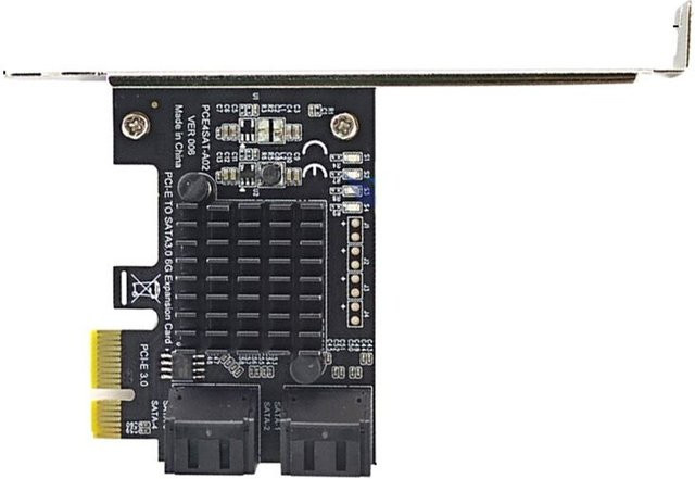 SATA III PCIe-Erweiterungskarte mit 4 Ports und Asm1064-Chip für 6 Gbit/s SSD-Festplatten, RAID-Controller für PCI-E 1X, Schwarz - Bild 1
