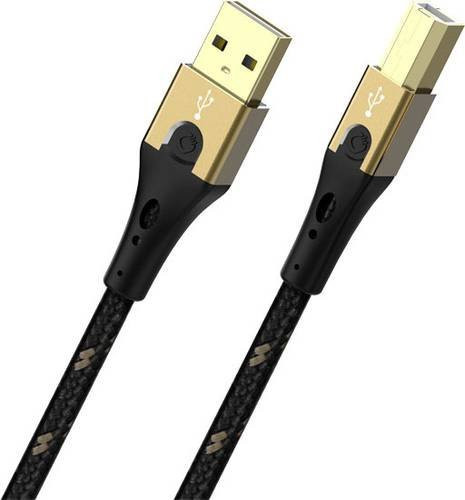 Oehlbach USB 2.0 Kabel mit USB-A und USB-B Stecker, Schwarz/Gold, 3,00 m - Bild 1