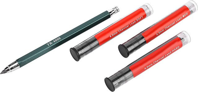Igeteck Radierbare Zeichenkohlemine für Automatikbleistifte, 4,0 mm, Rot - Bild 1