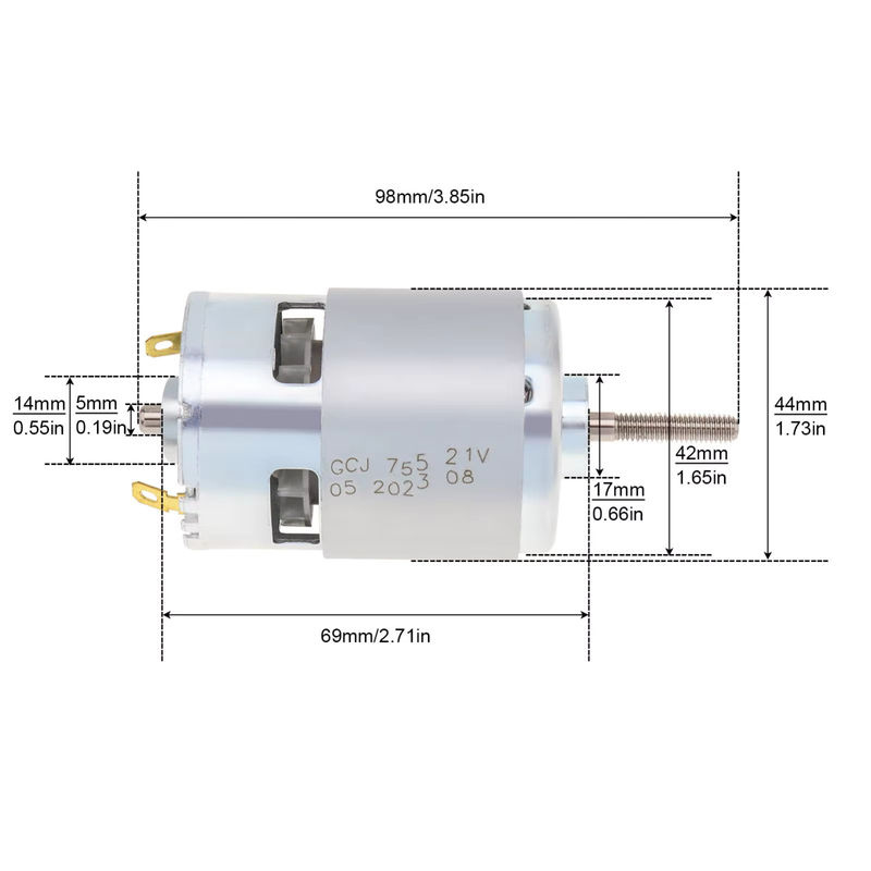 755 Gleichstrommotor 21V Universalmotor als Ersatzteil für wiederaufladbare Rasenmäher - Bild 2