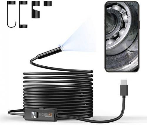 Technaxx Endoskopkamera TX-386 mit Licht und USB-C-Anschluss in Schwarz - Bild 1