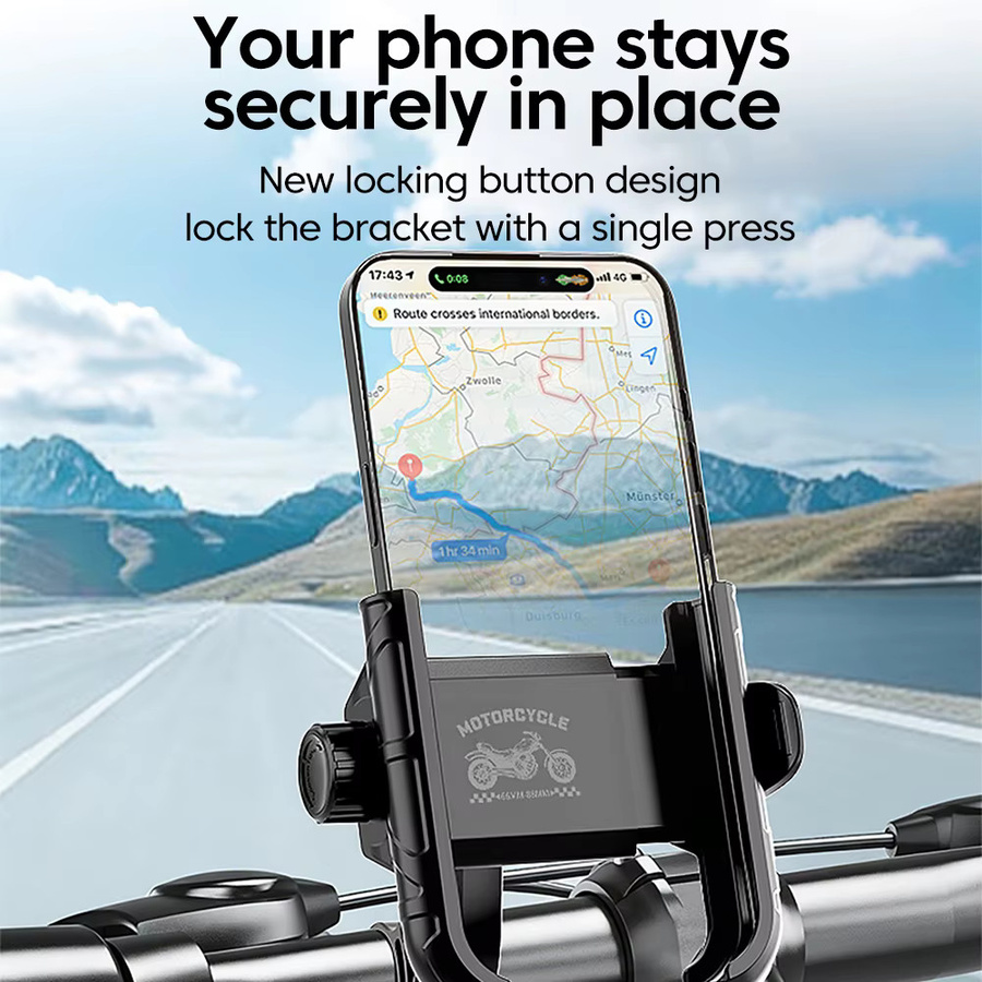 Olaf Fahrrad- und Motorrad-Handyhalterung aus Aluminium in Schwarz, verstellbare und rutschfeste Lenker-Handyhalterung für iPhone 17 16 15 - Bild 5
