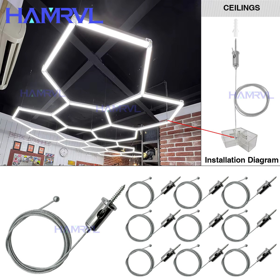 HAMRVL 2-poliger Stecker und Kabel aus Kupfer für LED-Garagen-Decken-Sechskantlicht 110–240 V - Bild 2