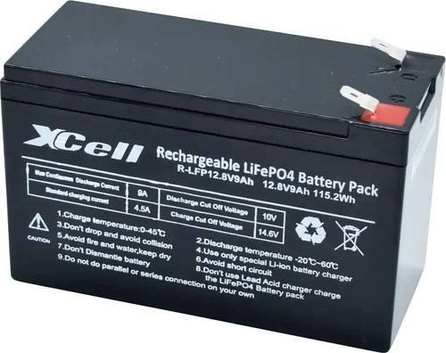 XCell LFP129 Spezial-Akku LiFePo-Block mit Flachstecker, LiFePO4, 12.8V, 9Ah - Bild 1