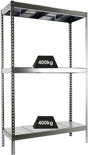 PROREGAL Schwerlastregal Big Metal Yeti Three aus Stahl, grau, H x B x T: 200 x 120 x 45 cm, Fachlast 400 kg, verstellbare Regalböden - Bild 1