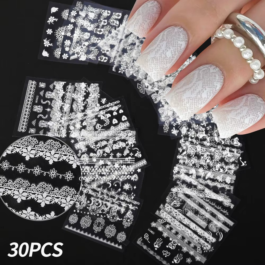 MAFANAILS Nagelaufkleber Weiße Spitze, 30 Stück, Unisex - Bild 2