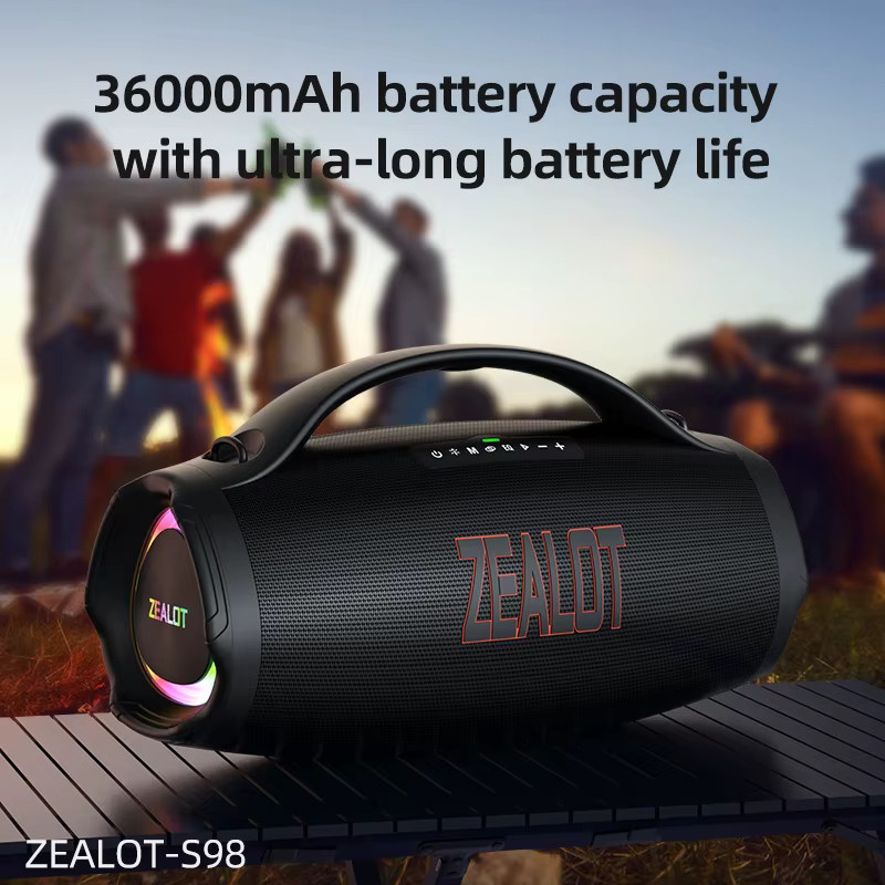ZEALOT S98 Tragbarer Bluetooth Lautsprecher mit 160W Leistung, Wasserdicht, TWS Subwoofer, Schwarz - Bild 3