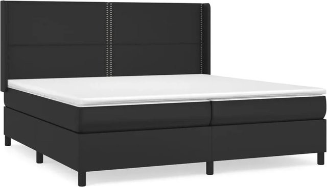 vidaXL Boxspringbett mit Matratze und Kopfteil in Schwarz aus Kunstleder, B/T/H: 200 x 200 x 118 cm - Bild 1