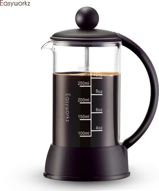 Easyworkz Eclipse French Press Kaffee- und Teebereiter aus Borosilikatglas in Schwarz und Transparent - Bild 1
