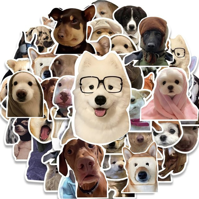 Rspctou Lustige Hunde-Meme Tiersticker in Multicolour für Wasserflaschen, Schreibwaren und Handys - Bild 1