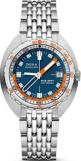 Doxa Armbanduhr SUB 250T GMT Caribbean, Automatik, Edelstahl, Blau, 40 mm, Unisex - Bild 1