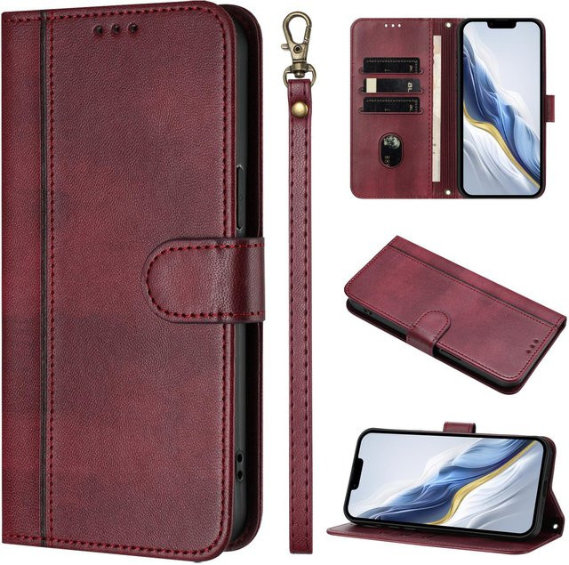 Xiaomi Lederhülle Brieftasche mit Handgelenkschlaufe und Kartenhalter für Poco X8 Pro Max X7 X6 X5 X4 X3 Neo GT NFC 5G in Violett - Bild 1