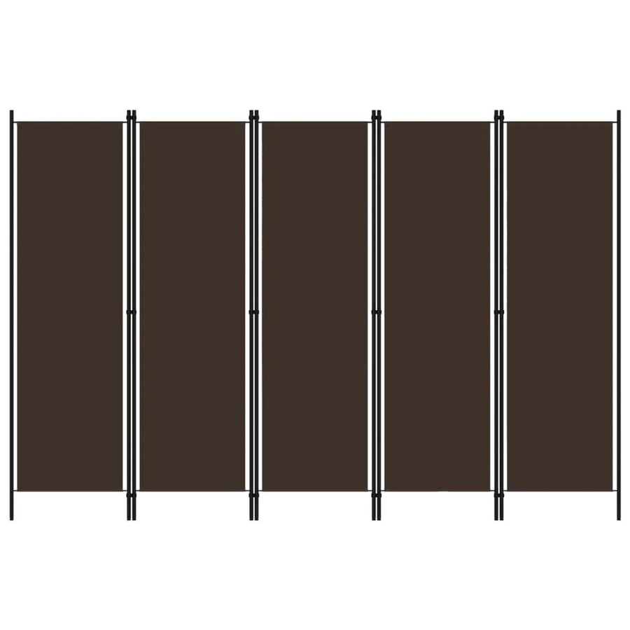 vidaXL 5-teiliger Raumteiler aus pulverbeschichtetem Eisen und Polyester in Braun, B: 250 cm, H: 180 cm - Bild 2