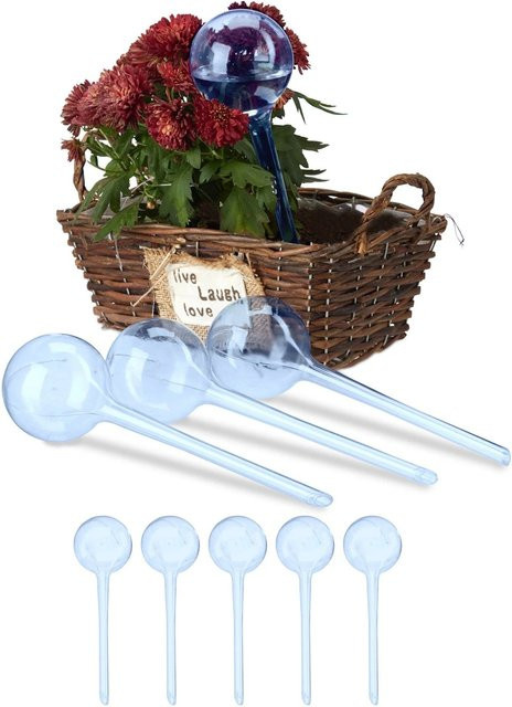 Relaxdays Bewässerungskugeln aus PVC in Blau, 9er Set für Topfpflanzen und Balkonkästen, Volumen: 250 ml pro Kugel, Höhe: 28 cm, Breite: 8 cm - Bild 1