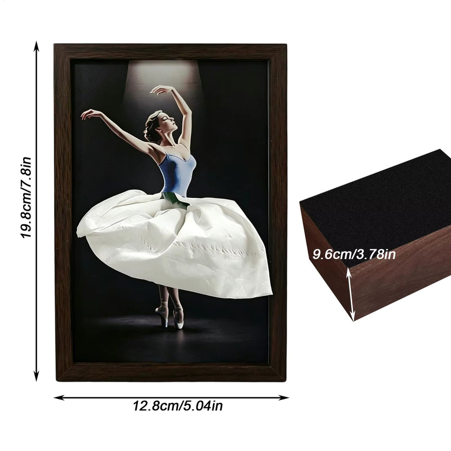Dekorative Ballett-Tänzerin Taschentuchbox aus Holz in Braun mit rutschfester Unterseite, B/T/H: 19,8 x 12,8 cm - Bild 5