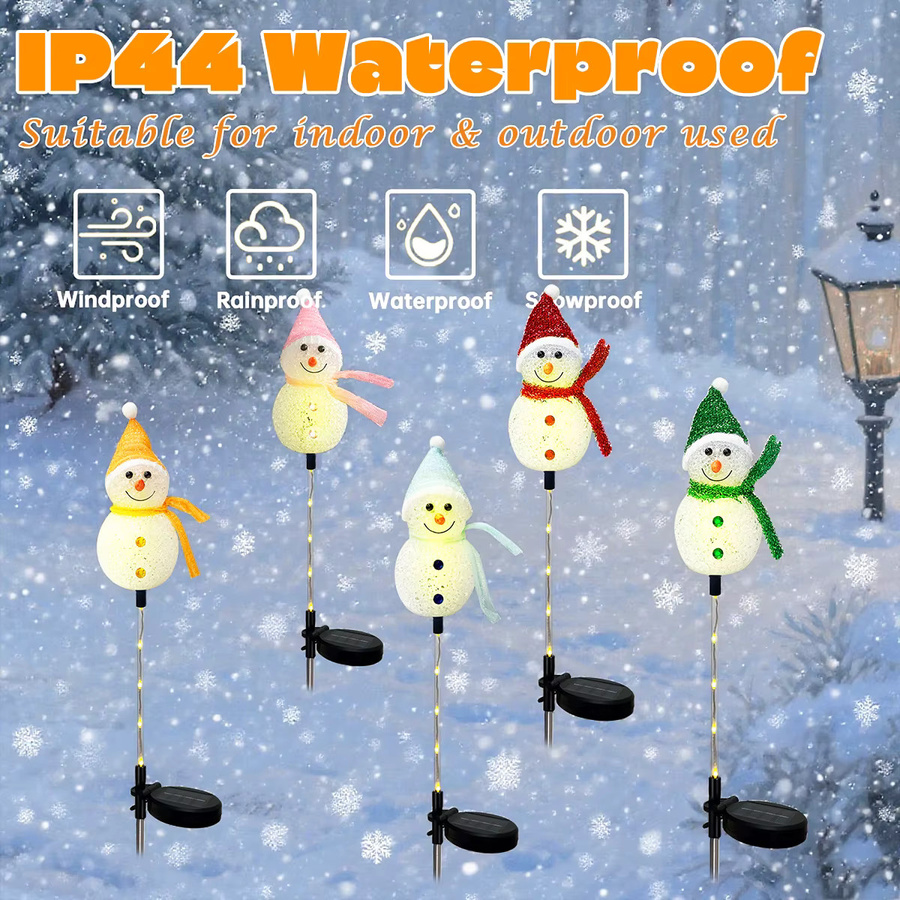 Peach Forest Schneemann Solar LED-Leuchten wetterfest für Garten und Außenbereich, Mehrfarbig - Bild 4
