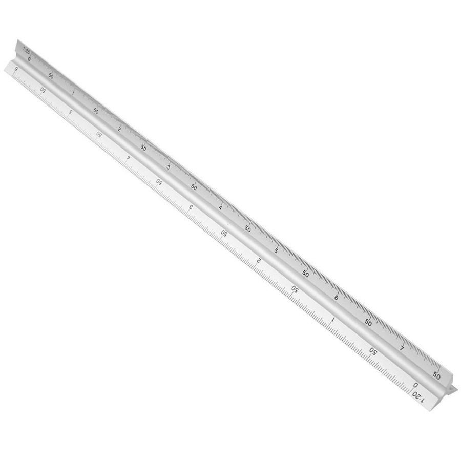 Shoemst Dreiecksmaßstab aus Aluminiumlegierung in Silber, multifunktionales technisches Lineal mit 30 cm Länge und 1:20 Maßstab - Bild 4