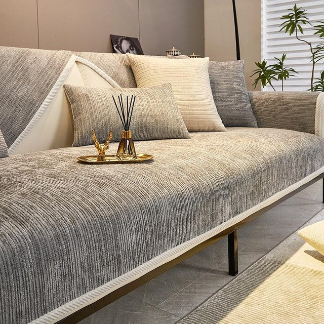 Dekoratives Chenille-Sofakissen in Grau mit Jacquard-Design, rechteckiger Kissenbezug aus Polyester, B/H: 50 x 30 cm - Bild 1