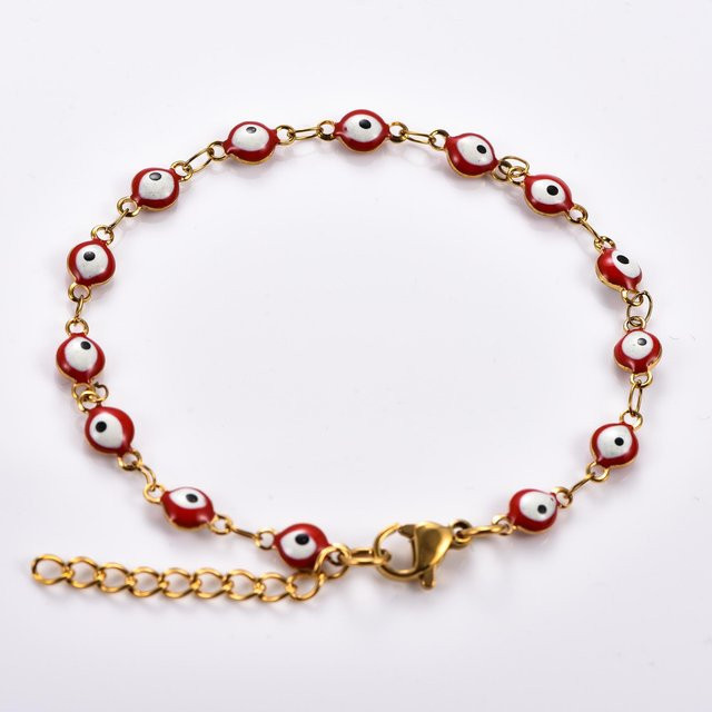 Armband Edelstahl, Türkisches Böses Auge, rot, Damen, 24 cm - Bild 1