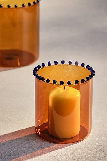 Jotex Kerzenständer VIOLA aus Glas in Braun und Orange, Höhe: 13 cm - Bild 1