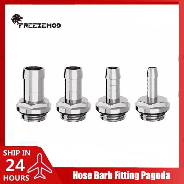 FREEZEMOD Computer-Wasserkühlungs-Schlauchanschluss Pagodenadapter für weiche Rohre, Silber, 2 Stück/Packung, BT-2LY - Bild 1