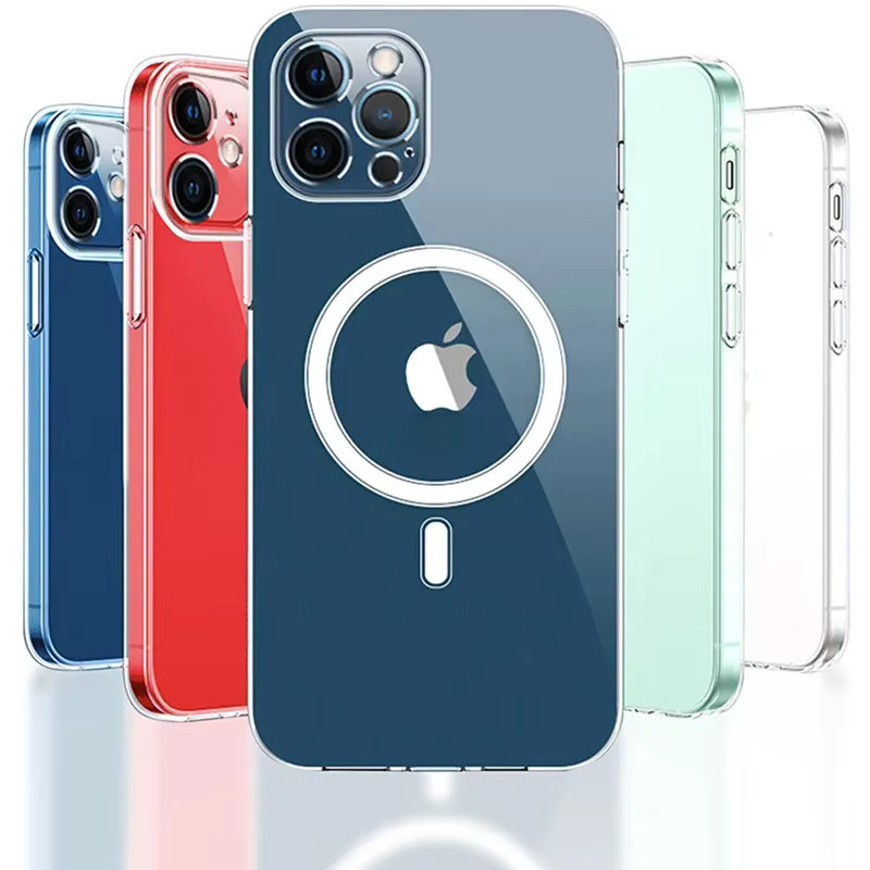 Ultraklare magnetische Kreis-Telefonhülle für MagSafe kompatibel mit iPhone 15 14 13 12 11 Pro Max Mini XS XR 8 Plus SE 2020 in Transparent - Bild 5